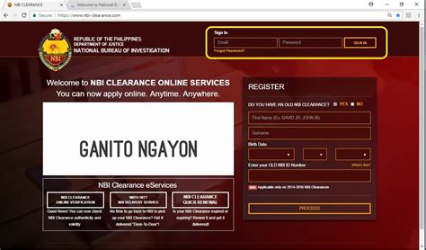 clearance nbi.gov.com.ph|nbi clearance log in.